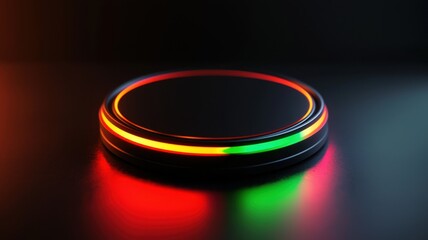 Abstract Circular Platform with Vibrant Red Yellow and Green Neon Lights
