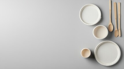 Eco-friendly tableware on grey background (3)