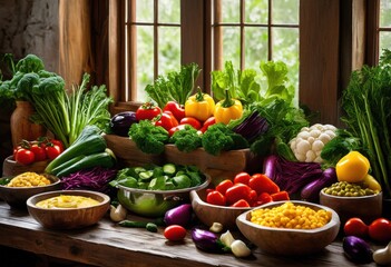 artistic arrangement fresh vegetables dips showcasing vibrant colors textures culinary presentation, appetizer, birthday, buffet, carving, cheese, colorful