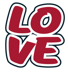 love - red and blue, sport vector graphics, hockey, for street art - graffiti lettering typography - art illustration - multicolor - writen

