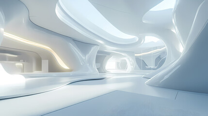 Futuristic white architectural space
