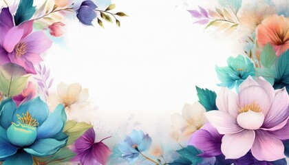 elegant asian flowers frame border design background with copy space