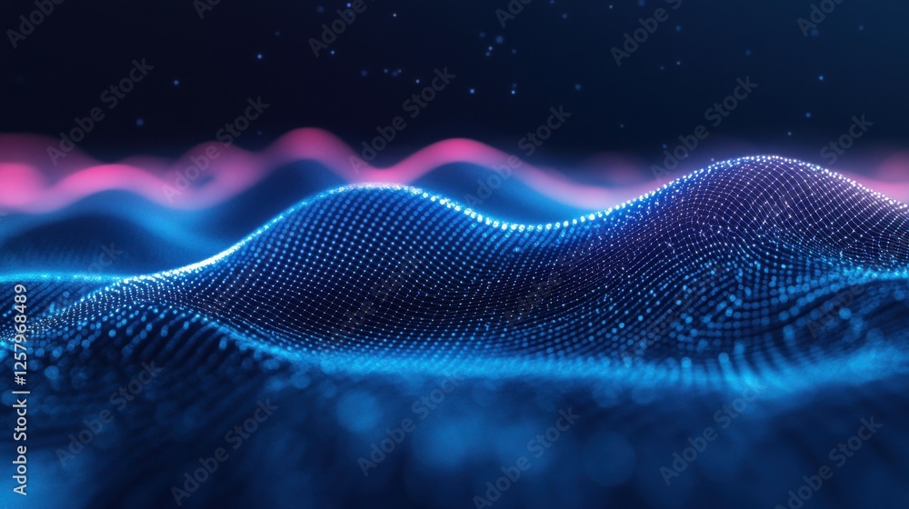 Poster blue virtual technology background with lines and grids