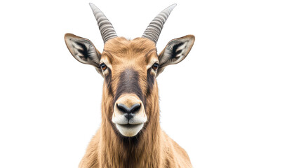 Portrait of a hartebeest on a white background