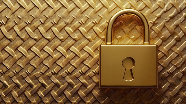 Golden padlock on a digital background, symbolizing security and data protection.