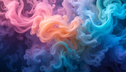 Fototapeta premium Abstract colorful smoke swirling in a cosmic space