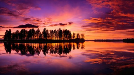 Fototapeta premium mirror purple gold sky