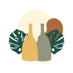 Abstract Floral Vase Illustration