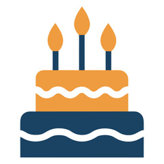 Flat Birthday Cake Icon with Candles