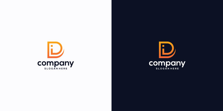 creative letter id di logo technology