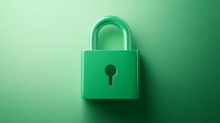Fototapeta premium green lock on green background