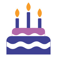 Flat Birthday Cake Icon with Candles