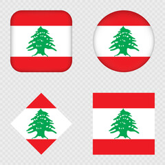 Lebanon Flag Icons Pack. Vector illustration.