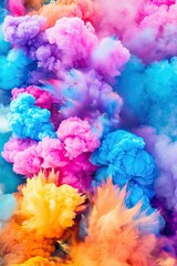 Fototapeta premium Vibrant Clouds of Color Envelop Participants During Holi Festival Celebration in India, Showcasing Joy and Cultural Richness