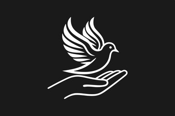 One-Line Dove in Flight – Peaceful Minimalist Silhouette Vector, Modern Line Art Dove Perched on Hand – Minimalist Peace Symbol Vector.