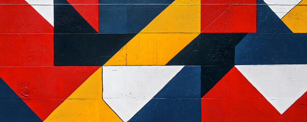 Obraz premium Abstract Geometric Wall Mural in Red Yellow White and Blue