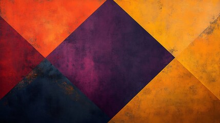 Vibrant diamond shapes boldly intersect creating a rich warm color palette. AI Generated