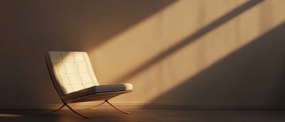 Obraz premium White Chair in a Dark Room with Spotlight