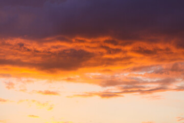 Beautiful sunset sky in the countryside in summer. 