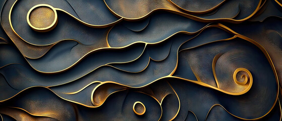 Fototapeta premium Elegant abstract background with swirling golden curves