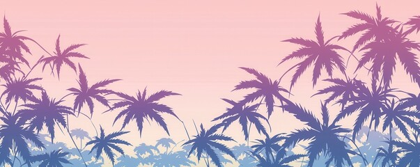 Vibrant Silhouette Palm Trees at Sunset Tropical Beach Landscape Summer Vacation Background