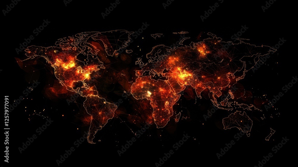 Poster networking world map texture, low poly earth map. vector global communication concept. illustration 