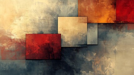 Abstract squares overlap softly warm earthy tones. AI Generated