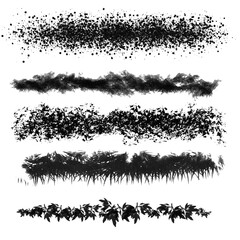 Splatter Ink Brush Strokes Set. Set of black brush strokes. 