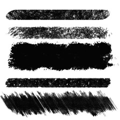Rough Edge Ink Brush Strokes Set. Set of black brush strokes. 