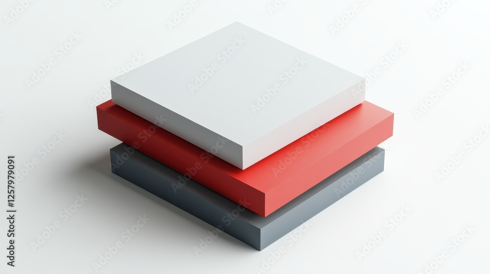 Poster 3d overlapping rectangles isolated over a white background - side view