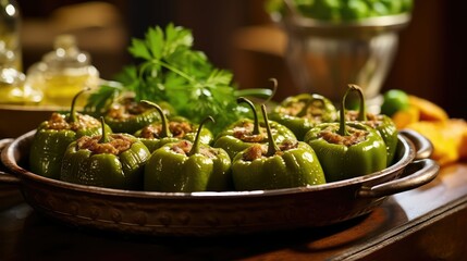 herbs stuffed green peppers