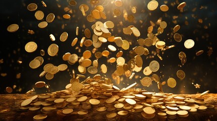 abundance falling gold coins