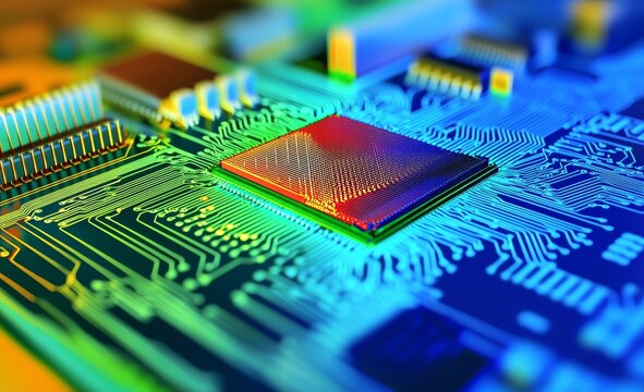 Infrared image depicting an electronic printed circuit board