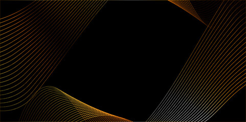 Black and gold background .Minimal abstract geometry background with golden lines luxury design templates .  golden colors isolated on black background.in concept of music, technology, ai
