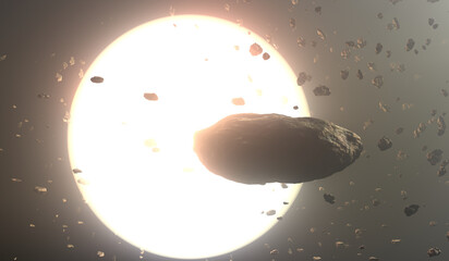 Solar system in the past. 3d illustration © Peter Jurik