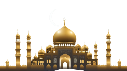 Islamic Mosque with Green Dome and Minaret – Transparent PNG, High-Quality Islamic Architecture