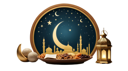 Islamic Mosque with Green Dome and Minaret – Transparent PNG, High-Quality Islamic Architecture