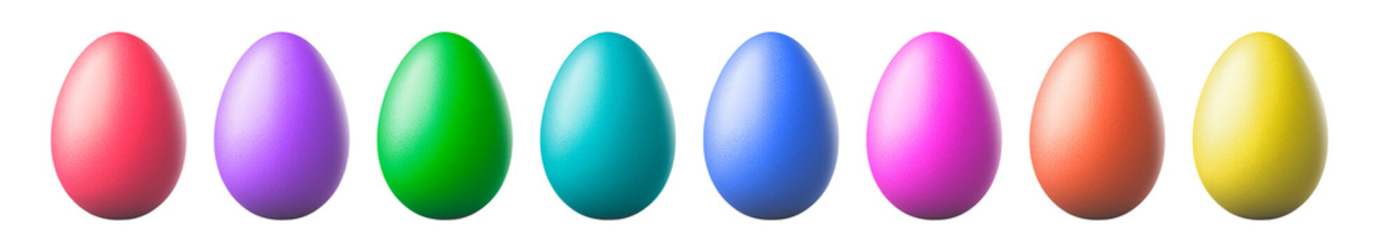 Collection of eight colorful Easter eggs isolated on white or transparent background, Easter egg collection png image
