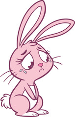 A Cute pink bunny feels like disappointed with long lashes vector