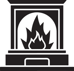 A Electric fireplace vector icon vector illustration on white background.