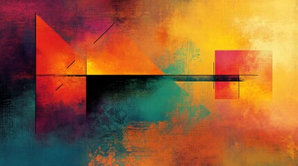 Vibrant abstract art glows warmly geometric shapes subtly arranged in rich autumnal hues. AI Generated