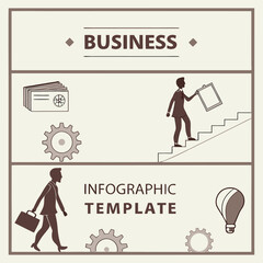 Minimalist business infographic template with clean icons and text boxes