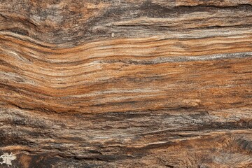 Naklejka premium Layered rock formation displays sediment deposition and natural coloration