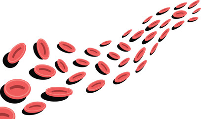 red blood cells, Dynamic Visualization of Flowing Red Blood Cells on White Background A Medical and Biological Illustration.eps
