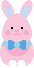 Easter bunny wearing a bow tie isolated with white background.