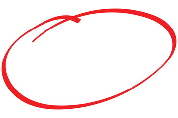 Red circle line pencil. Red circle marker highlight stroke frame. Hand drawn pen ovals doodle ellipses frames vector illustration.
