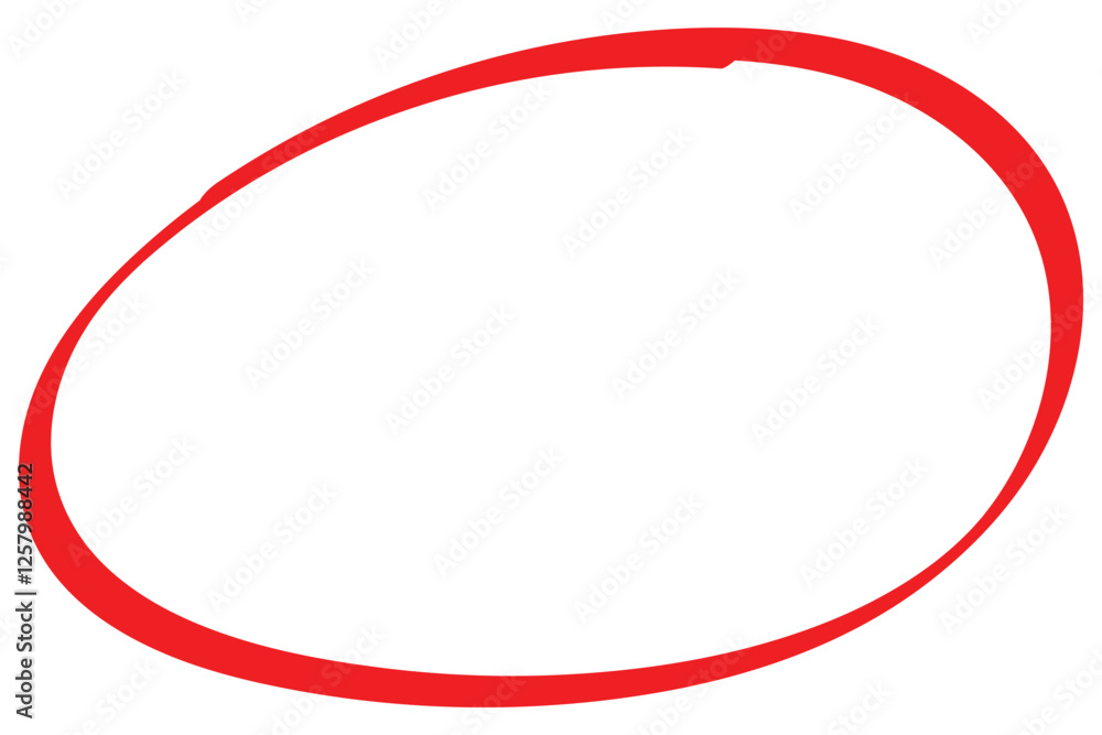 Poster red circle line pencil. red brush marker pen round ovals. scribble horizontal ellipse inrounder. rou