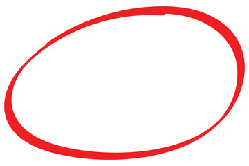 Red circle line pencil. Red brush marker pen round ovals. Scribble horizontal ellipse inrounder. Round scrawl frames. Doodle round circles for message note mark design element. Vector illustration