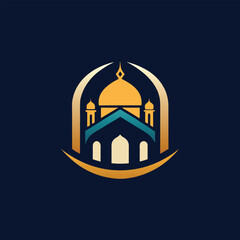 Elegant Modern Mosque Islamic Logo Design, Premium Vector Graphics for Digital and Real Estate Branding vector isolated with white background