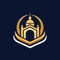 Elegant Modern Mosque Islamic Logo Design, Premium Vector Graphics for Digital and Real Estate Branding vector isolated with white background
